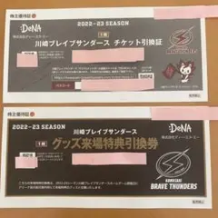 DeNA株主優待 川崎ブレイブサンダース チケット引換証&グッズ来場特典引換券