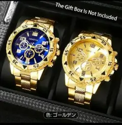2個セット メンズクォーツ腕時計 スチールバンド付き