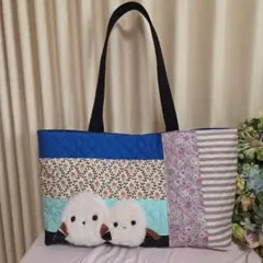 ●７種のキルトトートバッグ●ハンドメイド　親子もふもふシマエナガ　キルト