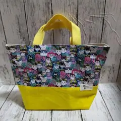 ハンドメイド☆トートバッグ(歌舞伎猫柄カラフル色？)