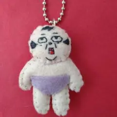 ハンドメイド　フェルトマスコット 日焼けしたオジサン大　薄紫パンツ