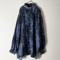 【一点物】ヴィンテージ 古着 シルクシャツ ダークカラー シルク100 % XL