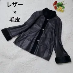 リバーシブル リアルファーコート レザー 羊革 ジャケット 大きいサイズ 黒