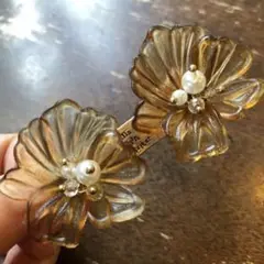 【No.552】上品クラシカルぷっくりフラワー花イヤリング新品可愛いお洒落レトロ
