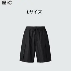 ユニクロ UNIQLO C ワイドフィットカーゴショーツ ブラック Lサイズ
