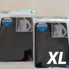 ユニクロAIRism UVカット クルーネック長袖T XL 黒２枚シルク