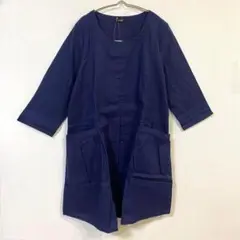 ✨未使用✨タグ付【サン】ワンピース チュニック七分袖 袖口スリット 綿混M-L