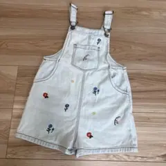 zarababy 花柄刺繍　デニム　サロペット　104