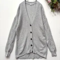 【GAPギャップ】美品！長袖カーディガン　ざっくり　Vネック　グレー　M