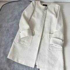 JUSGLITTY ビジュー付きツイードコート