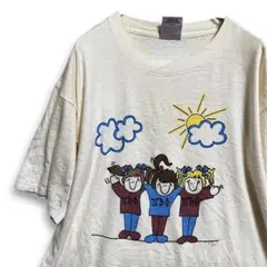 BiBN イラスト Tシャツ 古着 90s 海外 太陽 雲 人物