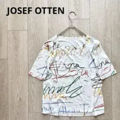 ヨーゼフオッテン ホワイト カラフル手書きデザイン 半袖Tシャツ