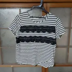 レディース 刺繍レース 半袖Tシャツ Lサイズ