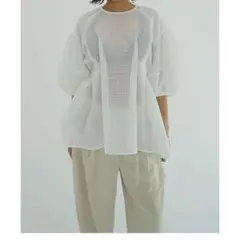新品タグ付きCLANEクラネ SHEER PLAID VOLUME SLEEVE