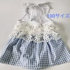 女児100サイズ　水着　ワンピース　水色　プール　水遊び　chackymade