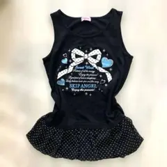 00s 平成女児　タンクトップ　チュニック　英字　ラメ　ドット