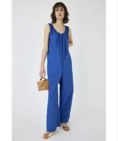 moussy ギャザードVネックオールインワン