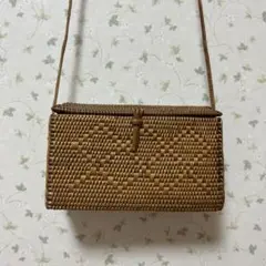 【美品】アタバッグ カゴバッグ 斜めがけ 手編み ショルダーバッグ バリ島