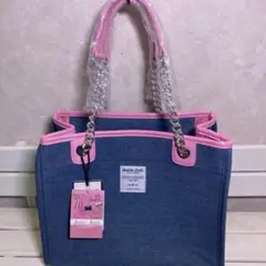 Jolie Joli デニムショルダーバッグ、トートバッグ、ピンク