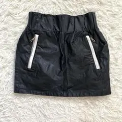 レザースカート　ミニスカート　山羊革　黒　ブラック　グレー　SからMサイズ