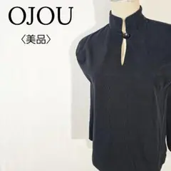 【美品】オジョウ　ノースリーブカットソー　チャイナ風 立ち襟カットソー 黒 S