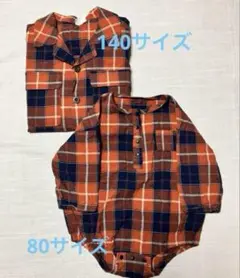 BREEZE チェック　カバーオール80サイズ　シャツ140サイズ