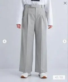 美品　グリーンレーベルリラクシング　シークレットスラックス　ライトグレー　38
