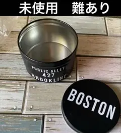 難あり　缶　小物入れ　メンズ　ケース　男前　ボストン　黒　メンズ　インテリア