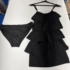 黒 フリル ワンピース水着 セット