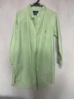 古着 ラルフローレン 長袖グリーンシャツ