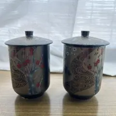 翔優作 光珠絵図 桜と梅 渓流 蓋付き湯呑み