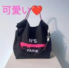 可愛い❤️t お洒落な刺繍トートバッグ エコバッグ ショルダーストラップ付 黒