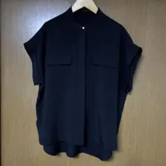 ナノユニバース LB.03 メランジドライ スタンドシャツブラウス