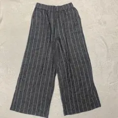 FOREVER21 リネンストライプパンツ　ワイドパンツ　グレー　Sサイズ