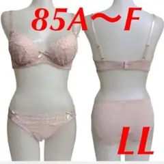 即購入OK☆花レースノンワイヤーブラ&ショーツ☆ピーチ☆85A〜F☆LL
