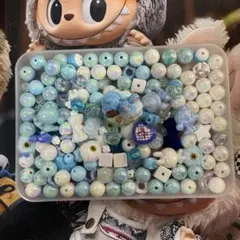 水色×白色ビーズまとめ売り