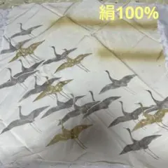 正絹　鶴　風呂敷　金と黒の鶴の絵