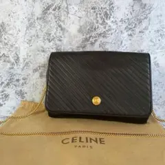 極美品 セリーヌ キルティングレザー チェーンショルダー ショルダーバッグ