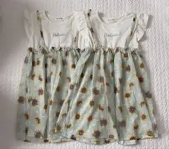 ひまわり ワンピース 120 セット 双子 新品