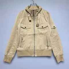 美品　ビバユー　VIVA　YOU ベージュ ノーカラージャケット　少し厚め