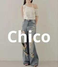Chico チョーカー付ワンショルピグメントT セール　新品　ホワイト　Tシャツ
