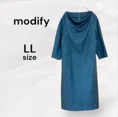 modify モディファイ 美品 ドレープネック ワンピース グレー LL