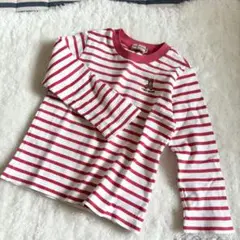 MIKIHOUSE キッズ ロンT 100 ボーダー クマ刺繍 男の子 女の子