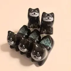 黒い犬の陶器製マグネット6個セット