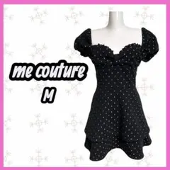 [me couture] ゴールドドット　フリル　ミニワンピース　パフスリーブ