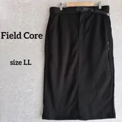 フィールドコア アウトドア 撥水加工 スカート 裏起毛 LL ブラック ミディ丈