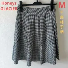 ハニーズ GLACIER ハウンドトゥース柄 千鳥格子柄 フレアスカート M