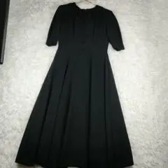 Mサイズ 礼服 ブラックドレス 半袖 刺繍付き