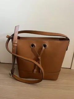 美品/ZARA/ブラウンレザーショルダーバッグ ポーチ付き
