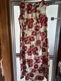 ハーモニカ 花柄ノースリーブロングワンピース L